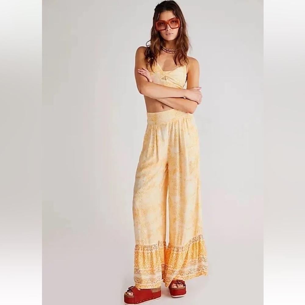 Free People | Boho Festival Retro Vanessa Tiered Wide Leg Boho Pants | XS